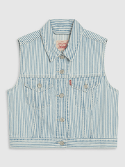 Levi's A74370007 Womens Handy Woman Trucker XS Vest Light Wash front view. If you need any assistance with this item or the purchase of this item please call us at five six one seven four eight eight eight zero one Monday through Saturday 10:00a.m EST to 8:00 p.m EST