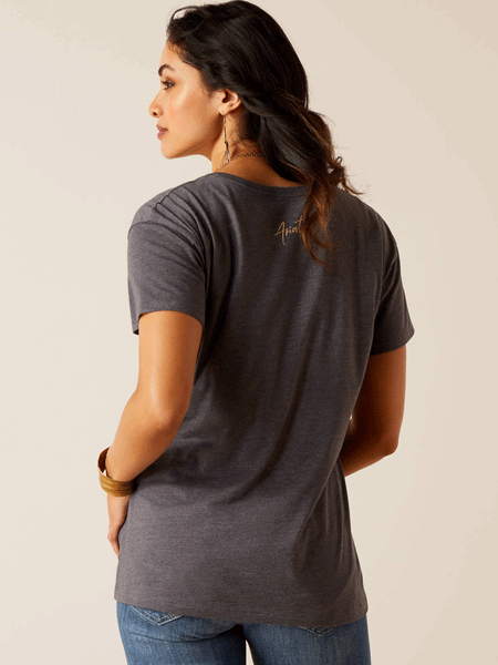 Ariat 10051444 Womens Cowboy Hat T-Shirt Titanium back view. If you need any assistance with this item or the purchase of this item please call us at five six one seven four eight eight eight zero one Monday through Saturday 10:00a.m EST to 8:00 p.m EST