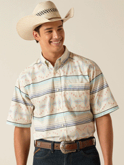 Ariat 10048403 Mens Koda Classic Fit Short Sleeve Shirt Sandshell Beige front view. If you need any assistance with this item or the purchase of this item please call us at five six one seven four eight eight eight zero one Monday through Saturday 10:00a.m EST to 8:00 p.m EST