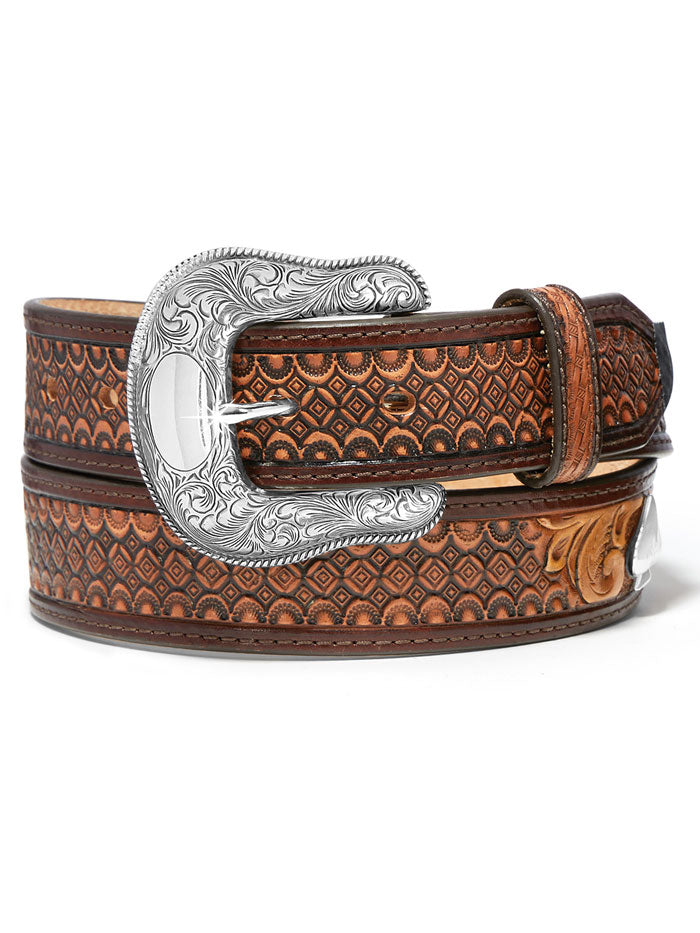 Tony Lama C42875 Mens High Roller Belt Bark Tan back view. 