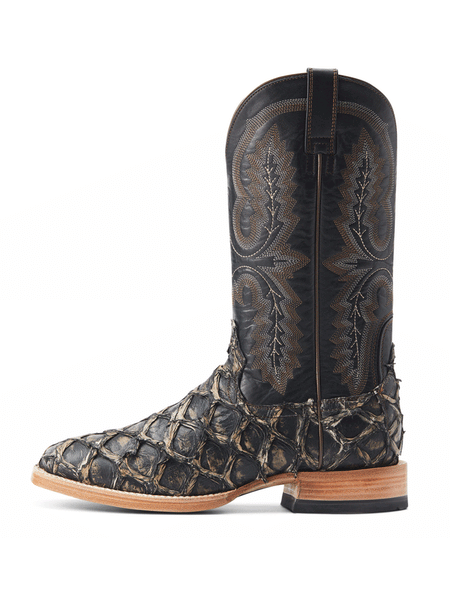 Ariat 10044420 Mens Deep Water Western Boot Distressed Black Piraruci full side view. If you need any assistance with this item or the purchase of this item please call us at five six one seven four eight eight eight zero one Monday through Saturday 10:00a.m EST to 8:00 p.m EST