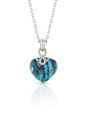 Montana Silversmiths NC5189 Womens Untamable Heart of Stone Necklace Silver And Turquoise front. If you need any assistance with this item or the purchase of this item please call us at five six one seven four eight eight eight zero one Monday through Saturday 10:00a.m EST to 8:00 p.m EST