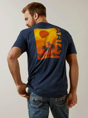 Ariat 10045275 Mens Mustang Fever T-Shirt Navy Heather back view. If you need any assistance with this item or the purchase of this item please call us at five six one seven four eight eight eight zero one Monday through Saturday 10:00a.m EST to 8:00 p.m EST