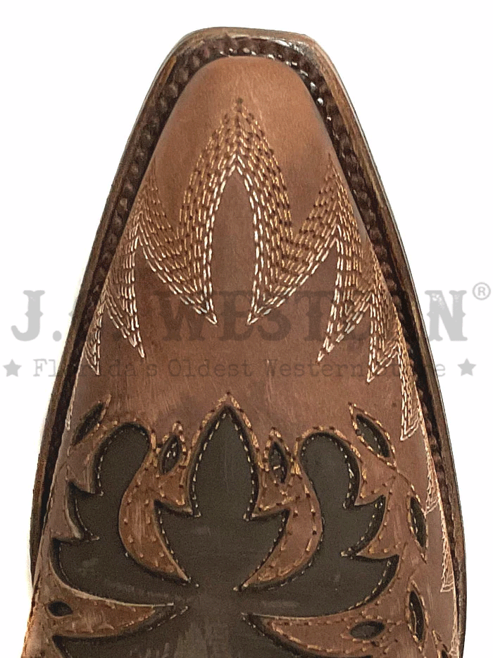 Circle G L6031 Ladies Overlay & Embroidery Boot Chocolate front and side view. If you need any assistance with this item or the purchase of this item please call us at five six one seven four eight eight eight zero one Monday through Saturday 10:00a.m EST to 8:00 p.m EST