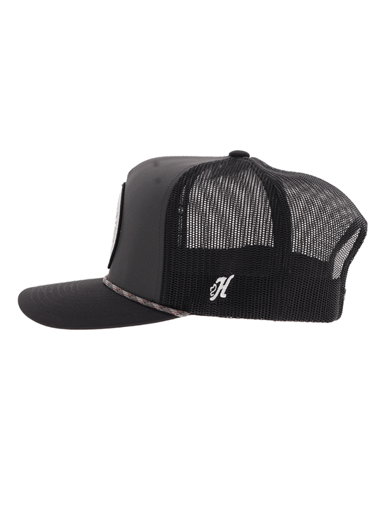 Hooey 2526T-CHBK QUANAH 5 Panel Snapback Trucker Hat Charcoal Black side view. If you need any assistance with this item or the purchase of this item please call us at five six one seven four eight eight eight zero one Monday through Saturday 10:00a.m EST to 8:00 p.m EST