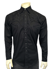 Rockmount 6859-BLK Mens Vintage Tooling Embroidered Western Shirt Black front view. If you need any assistance with this item or the purchase of this item please call us at five six one seven four eight eight eight zero one Monday through Saturday 10:00a.m EST to 8:00 p.m EST

