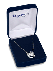 Montana Silversmiths NC5881 Womens Lucky Horse Head Pendant Necklace Silver in box. If you need any assistance with this item or the purchase of this item please call us at five six one seven four eight eight eight zero one Monday through Saturday 10:00a.m EST to 8:00 p.m EST