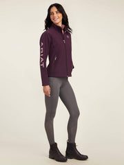 Ariat 10041279 Womens New Team Softshell Jacket Mulberry Heather side view. If you need any assistance with this item or the purchase of this item please call us at five six one seven four eight eight eight zero one Monday through Saturday 10:00a.m EST to 8:00 p.m EST