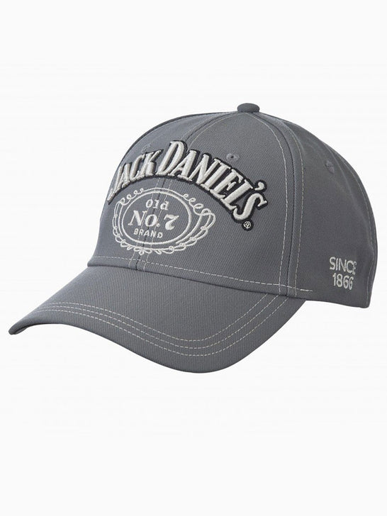 Jack Daniels JD77-136 Cap Grey  side / front view. If you need any assistance with this item or the purchase of this item please call us at five six one seven four eight eight eight zero one Monday through Saturday 10:00a.m EST to 8:00 p.m EST
