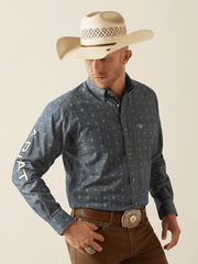 Ariat 10054732 Mens Team Philibert Classic Fit Shirt Chambray Blue front view. If you need any assistance with this item or the purchase of this item please call us at five six one seven four eight eight eight zero one Monday through Saturday 10:00a.m EST to 8:00 p.m EST

