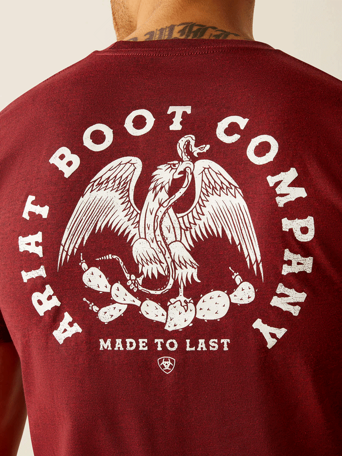 Ariat 10052510 Mens Eagle and Snake T-Shirt Burgundy back view. If you need any assistance with this item or the purchase of this item please call us at five six one seven four eight eight eight zero one Monday through Saturday 10:00a.m EST to 8:00 p.m EST