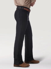 Wrangler 00082BK Mens Wrancher Dress Jean Black side view. If you need any assistance with this item or the purchase of this item please call us at five six one seven four eight eight eight zero one Monday through Saturday 10:00a.m EST to 8:00 p.m EST