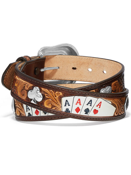 Tony Lama C42875 Mens High Roller Belt Bark Tan back view. 