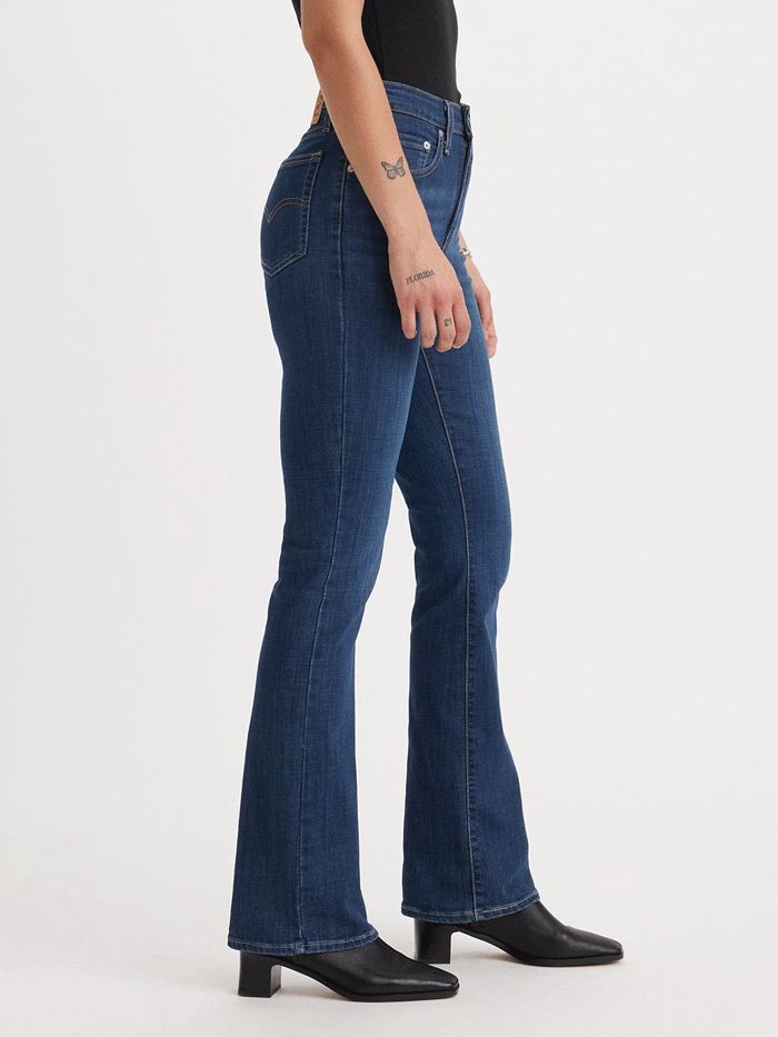 Levi's 187590038 Womens 725 High Rise Bootcut Jeans Lapis Dark Horse Navy front view. If you need any assistance with this item or the purchase of this item please call us at five six one seven four eight eight eight zero one Monday through Saturday 10:00a.m EST to 8:00 p.m EST

