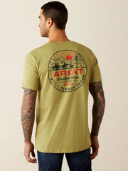 Ariat 10054836 Mens Full Circle T-Shirt Tent Green back view. If you need any assistance with this item or the purchase of this item please call us at five six one seven four eight eight eight zero one Monday through Saturday 10:00a.m EST to 8:00 p.m EST