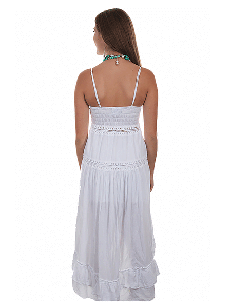 Scully PSL-233-WHT Womens Spaguetti Strap Dress White back view. If you need any assistance with this item or the purchase of this item please call us at five six one seven four eight eight eight zero one Monday through Saturday 10:00a.m EST to 8:00 p.m EST