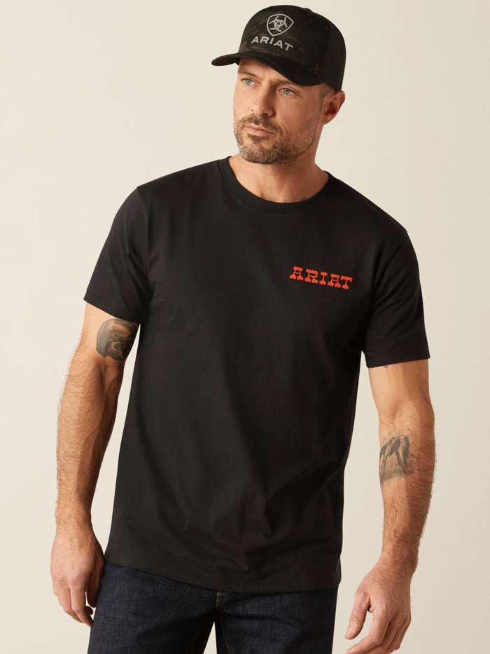 Ariat 10054006 Mens Denim Badge T-Shirt Black back. If you need any assistance with this item or the purchase of this item please call us at five six one seven four eight eight eight zero one Monday through Saturday 10:00a.m EST to 8:00 p.m EST