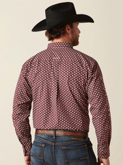 Ariat 10054055 Mens Team Omar Classic Fit Shirt Burgundy back view. If you need any assistance with this item or the purchase of this item please call us at five six one seven four eight eight eight zero one Monday through Saturday 10:00a.m EST to 8:00 p.m EST