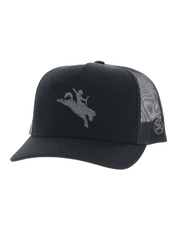 Hooey 4045T-BK WHIT High Profile Snapback Trucker Hat Black front and side view. If you need any assistance with this item or the purchase of this item please call us at five six one seven four eight eight eight zero one Monday through Saturday 10:00a.m EST to 8:00 p.m EST