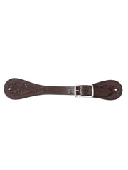 Tough 1 78-3530 Royal King Floral Stamp Spur Leather Straps dark oil front view. If you need any assistance with this item or the purchase of this item please call us at five six one seven four eight eight eight zero one Monday through Saturday 10:00a.m EST to 8:00 p.m EST