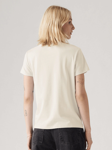 Levis 173693057 Womens Hold Your Horses Perfect T-Shirt Egret Beige back view. If you need any assistance with this item or the purchase of this item please call us at five six one seven four eight eight eight zero one Monday through Saturday 10:00a.m EST to 8:00 p.m EST