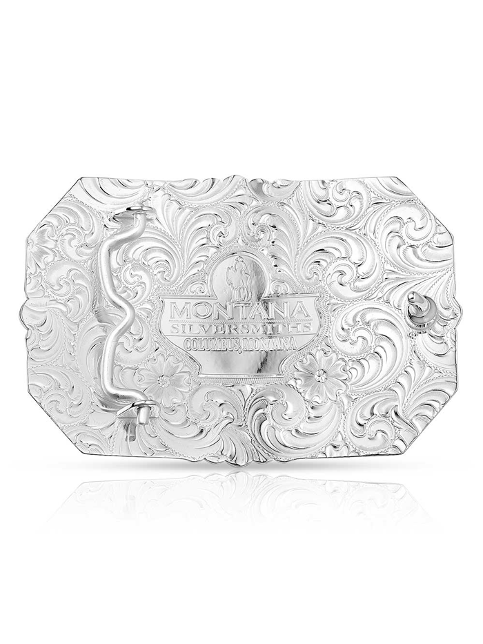 Montana Silversmiths 45410-767M Principle Longhorn Showpiece Belt Buckle Silver front. If you need any assistance with this item or the purchase of this item please call us at five six one seven four eight eight eight zero one Monday through Saturday 10:00a.m EST to 8:00 p.m EST