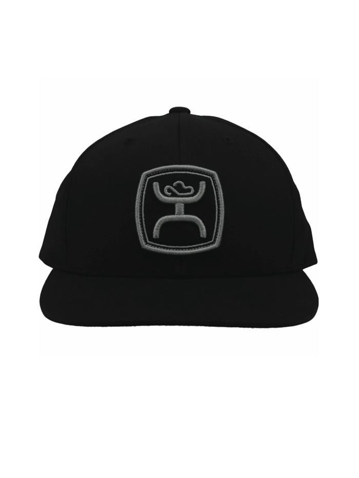 Hooey 2127T-BK ZENITH Mid Profile Snapback Trucker Hat Black front and side view. If you need any assistance with this item or the purchase of this item please call us at five six one seven four eight eight eight zero one Monday through Saturday 10:00a.m EST to 8:00 p.m EST