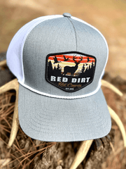Red Dirt RDHC-480 OPEN SEASON Trucker Cap White Grey front view. If you need any assistance with this item or the purchase of this item please call us at five six one seven four eight eight eight zero one Monday through Saturday 10:00a.m EST to 8:00 p.m EST