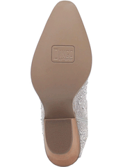 Dingo DI570-SL Womens Silver Dollar Fashion Western Boot White Silver sole view. If you need any assistance with this item or the purchase of this item please call us at five six one seven four eight eight eight zero one Monday through Saturday 10:00a.m EST to 8:00 p.m EST