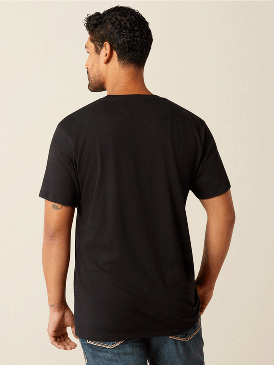 Ariat 10055156 Mens Southwestern Mexico T-Shirt Black back view. If you need any assistance with this item or the purchase of this item please call us at five six one seven four eight eight eight zero one Monday through Saturday 10:00a.m EST to 8:00 p.m EST