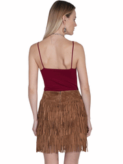 Scully L704-81 Womens Short Suede Fringe Skirt Cinnamon back view. If you need any assistance with this item or the purchase of this item please call us at five six one seven four eight eight eight zero one Monday through Saturday 10:00a.m EST to 8:00 p.m EST