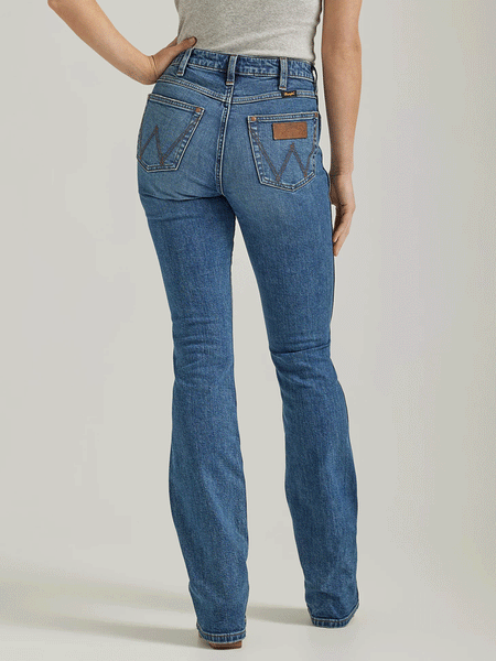 Wrangler 112338900 Womens Retro Premium High Rise Slim Boot Jean Abigail back view. If you need any assistance with this item or the purchase of this item please call us at five six one seven four eight eight eight zero one Monday through Saturday 10:00a.m EST to 8:00 p.m EST