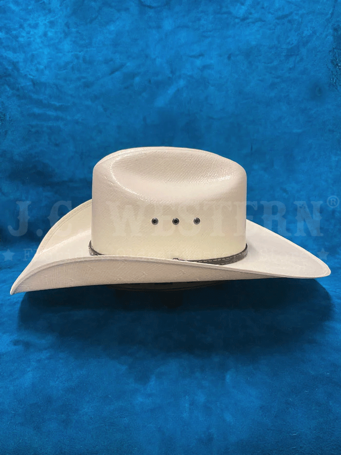 Justin JS1356BKHL4004 20X BLACK HILLS Straw Cowboy Hat Ivory front and side view. If you need any assistance with this item or the purchase of this item please call us at five six one seven four eight eight eight zero one Monday through Saturday 10:00a.m EST to 8:00 p.m EST