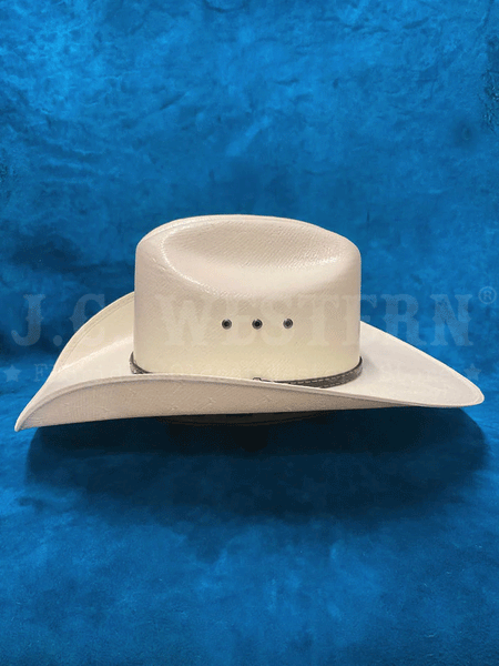 Justin JS1356BKHL4004 20X BLACK HILLS Straw Cowboy Hat Ivory side view. If you need any assistance with this item or the purchase of this item please call us at five six one seven four eight eight eight zero one Monday through Saturday 10:00a.m EST to 8:00 p.m EST