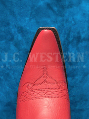 Corral Z5073 Ladies Matching Stitch Pattern Snip Toe Western Boot Red toe view from above. If you need any assistance with this item or the purchase of this item please call us at five six one seven four eight eight eight zero one Monday through Saturday 10:00a.m EST to 8:00 p.m EST