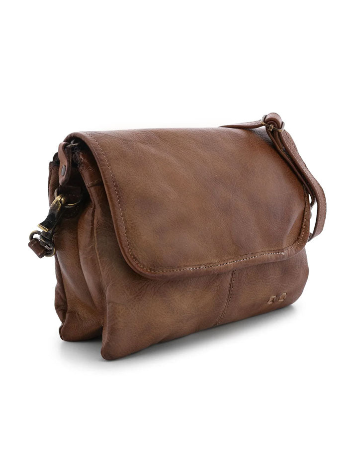 Bed Stu A694440-TNRS-X Womens Ziggy Crossbody Handbag Tan Rustic front view on model. If you need any assistance with this item or the purchase of this item please call us at five six one seven four eight eight eight zero one Monday through Saturday 10:00a.m EST to 8:00 p.m EST
