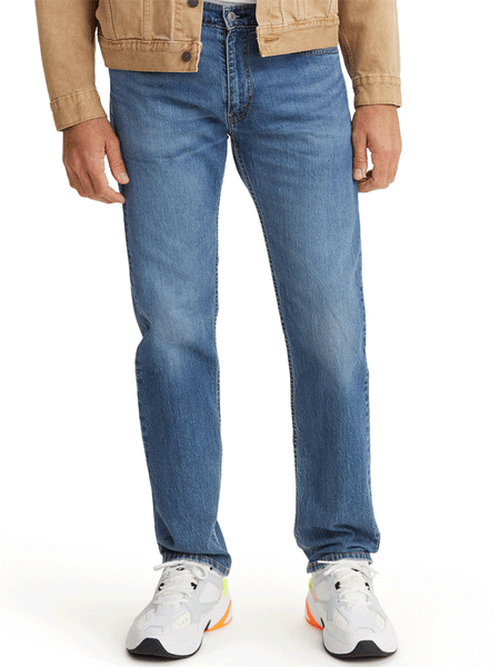 Levi’s 005052217 Mens 505 Regular Fit Stretch Jeans Fremont Drop Shot Medium Wash front view. If you need any assistance with this item or the purchase of this item please call us at five six one seven four eight eight eight zero one Monday through Saturday 10:00a.m EST to 8:00 p.m EST