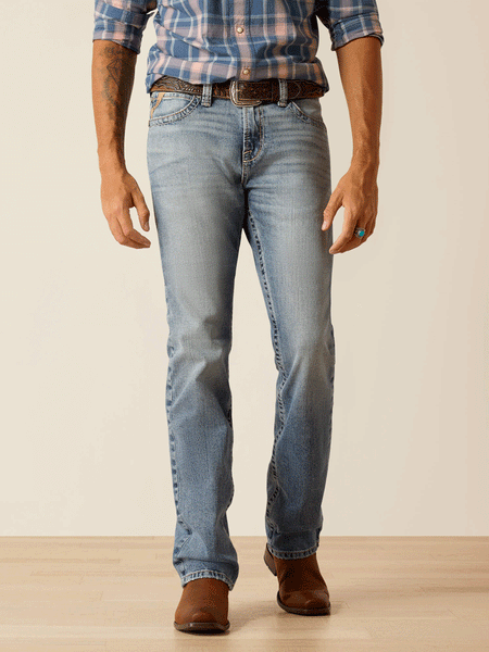 Ariat 10048251 Mens M8 Modern Stretch Grizzly Slim Jean Baltimore front view. If you need any assistance with this item or the purchase of this item please call us at five six one seven four eight eight eight zero one Monday through Saturday 10:00a.m EST to 8:00 p.m EST