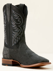 Ariat 10053632 Mens Wiley Cowboy Boot Black Elephant Roughout Print side / front view. If you need any assistance with this item or the purchase of this item please call us at five six one seven four eight eight eight zero one Monday through Saturday 10:00a.m EST to 8:00 p.m EST