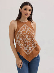 Wrangler 112362283 Womens Bandana Diamond Front Tank Sienna Brown front view. If you need any assistance with this item or the purchase of this item please call us at five six one seven four eight eight eight zero one Monday through Saturday 10:00a.m EST to 8:00 p.m EST