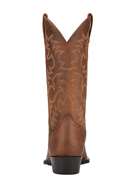 Ariat 10002204 Mens Heritage R Toe Western Boot Distressed Brown back view  If you need any assistance with this item or the purchase of this item please call us at five six one seven four eight eight eight zero one Monday through Satuday 10:00 a.m. EST to 8:00 p.m. EST