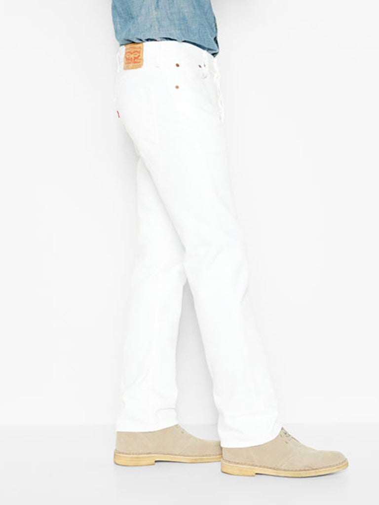 Levi’s 005010651 Mens 501 Original Fit Jeans White front view. If you need any assistance with this item or the purchase of this item please call us at five six one seven four eight eight eight zero one Monday through Saturday 10:00a.m EST to 8:00 p.m EST