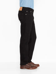 Levi's 005050260 Mens 505 Regular Fit Jeans Black side view. If you need any assistance with this item or the purchase of this item please call us at five six one seven four eight eight eight zero one Monday through Saturday 10:00a.m EST to 8:00 p.m EST