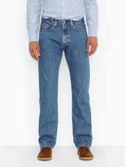 Levi’s 005054891 Mens 505 Regular Fit Jeans Medium Stonewash front view. If you need any assistance with this item or the purchase of this item please call us at five six one seven four eight eight eight zero one Monday through Saturday 10:00a.m EST to 8:00 p.m EST