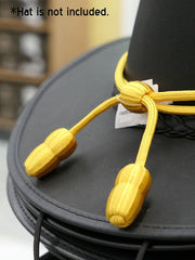 Double S 0247018 Calvary Style Hatband Yellow close up on hat. If you need any assistance with this item or the purchase of this item please call us at five six one seven four eight eight eight zero one Monday through Saturday 10:00a.m EST to 8:00 p.m EST