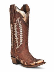 Corral L2042 Ladies Overlay Embroidery And Studs Boots Cognac front - side view. If you need any assistance with this item or the purchase of this item please call us at five six one seven four eight eight eight zero one Monday through Saturday 10:00a.m EST to 8:00 p.m EST