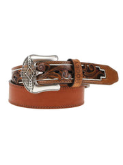 Hooey HMBLT026 Mens Maverick Classic Belt Natural Tan Red front view. If you need any assistance with this item or the purchase of this item please call us at five six one seven four eight eight eight zero one Monday through Saturday 10:00a.m EST to 8:00 p.m EST