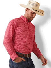 Ariat 10043917 Mens Neiko Classic Fit Shirt Rose Red front and side view. If you need any assistance with this item or the purchase of this item please call us at five six one seven four eight eight eight zero one Monday through Saturday 10:00a.m EST to 8:00 p.m EST