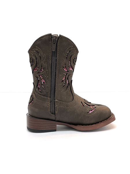 Roper 09-017-1901-2015 Toddlers Glitter Breeze Square Toe Western Boots Brown side view