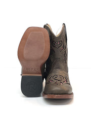 Roper 09-017-1901-2015 Toddlers Glitter Breeze Square Toe Western Boots Brown front and sole